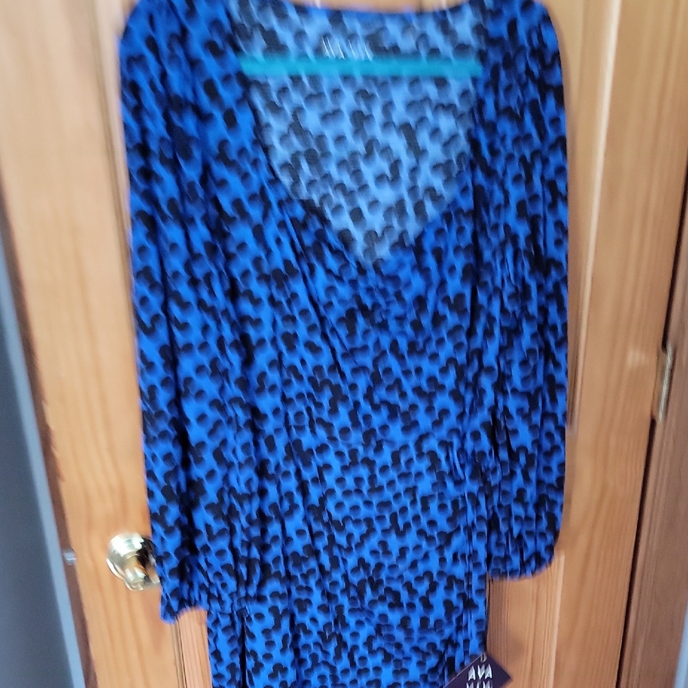 Ava & Viv Blue and Black Patterned Dress